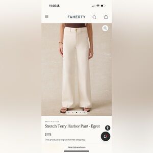 Faherty Cream Flare Wide-Leg Jeans